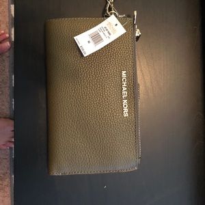 NEW Michael Kors olive wristlet and/or wallet